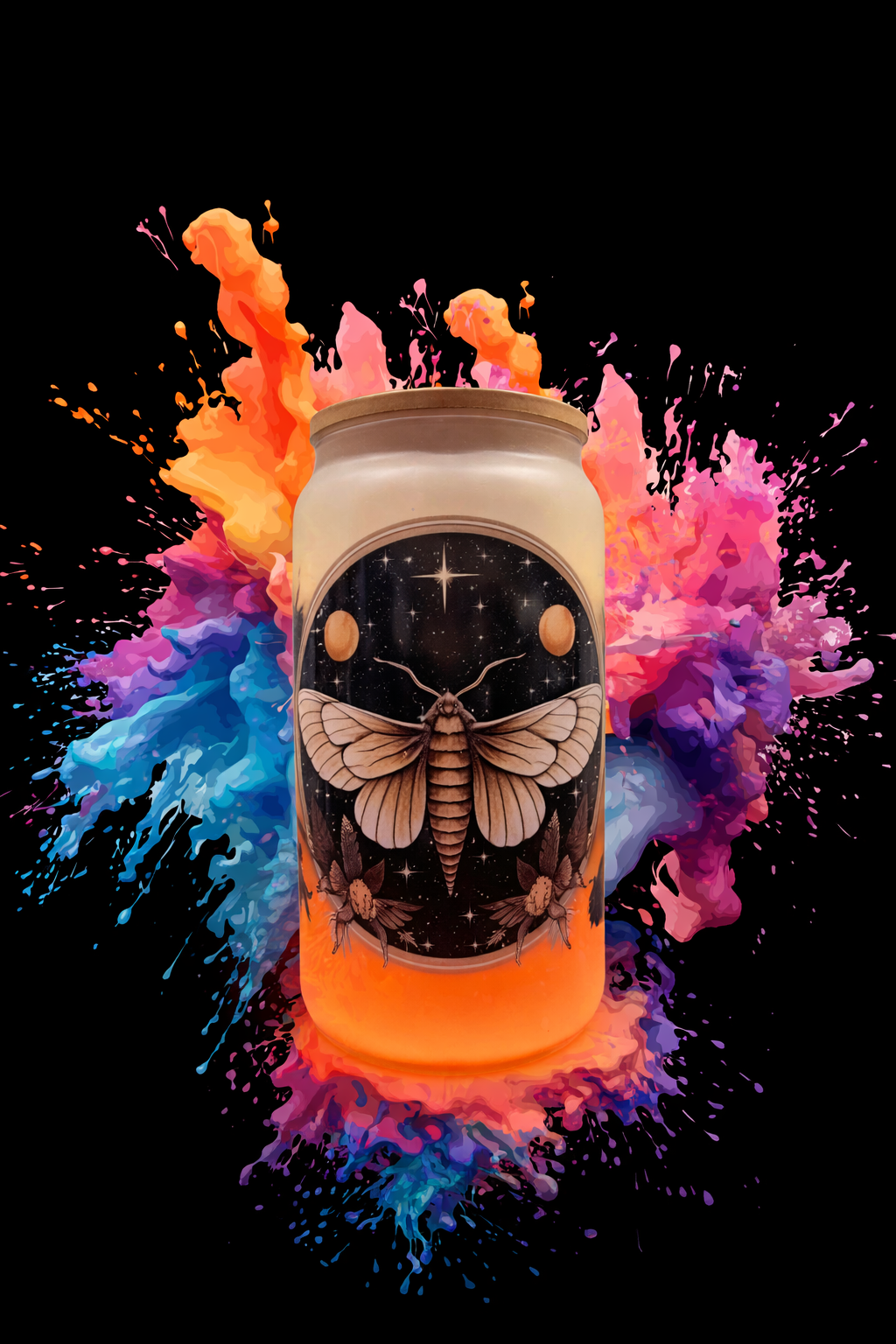 🧡 Glas Orange Matt mit Farbverlauf & Bambusdeckel – 430 ml 🧡