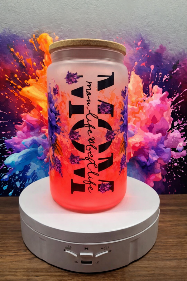 🧡 Glas Pink Matt mit Farbverlauf & Bambusdeckel – 430 ml 🧡