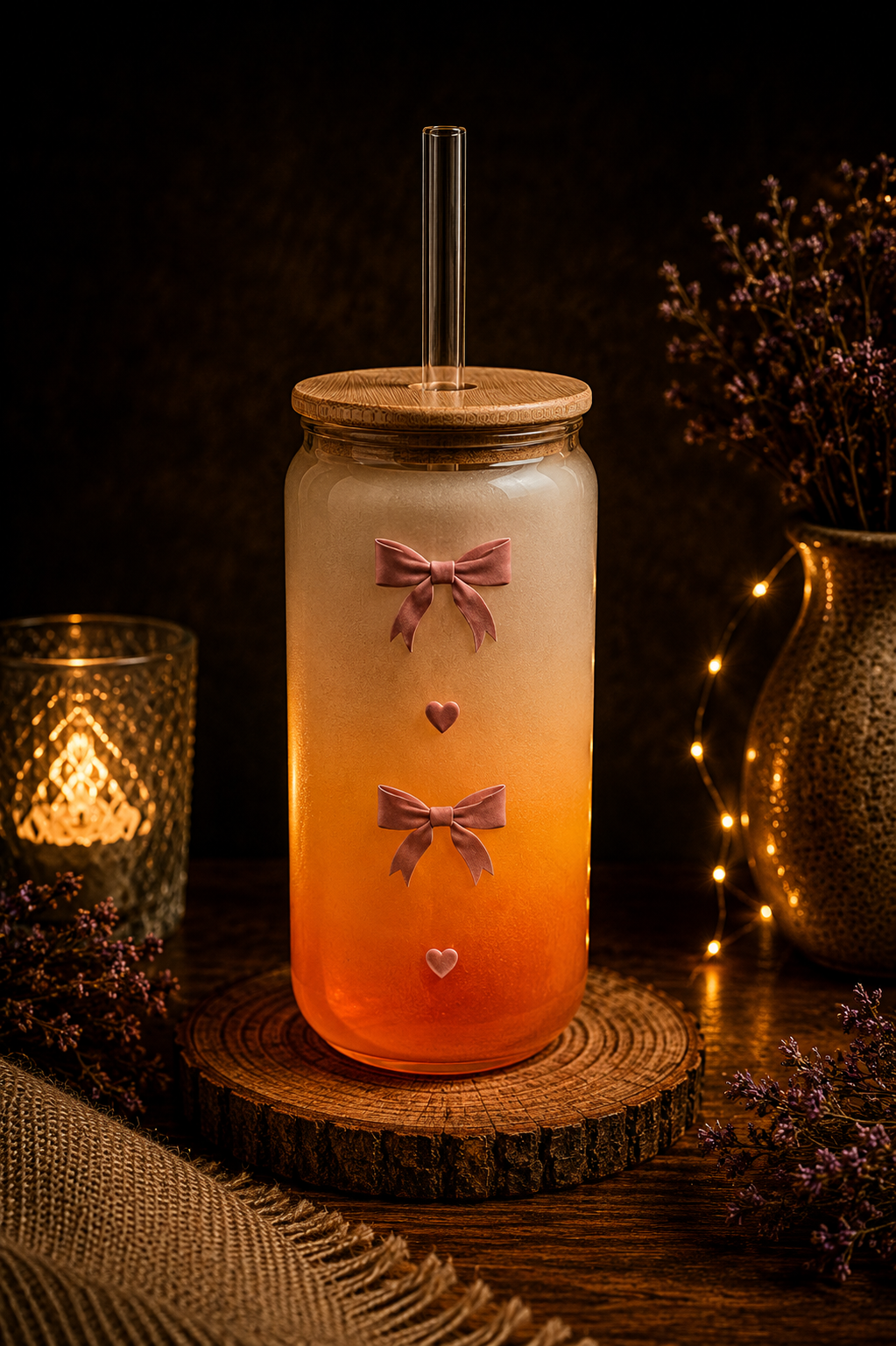 Glas in Orange mit elegantem Farbverlauf