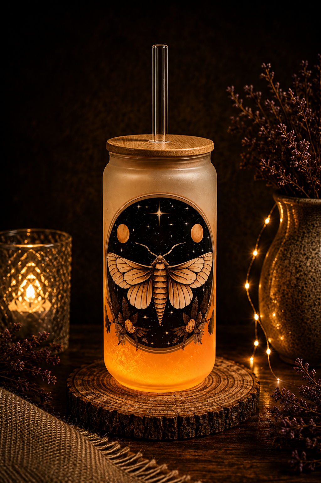 Glas in Orange mit elegantem Farbverlauf