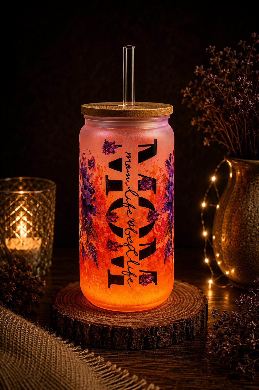 Glas in Pink mit elegantem Farbverlauf