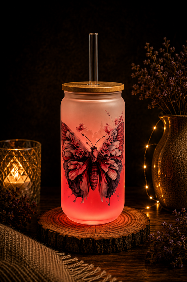 Glas in Pink mit elegantem Farbverlauf