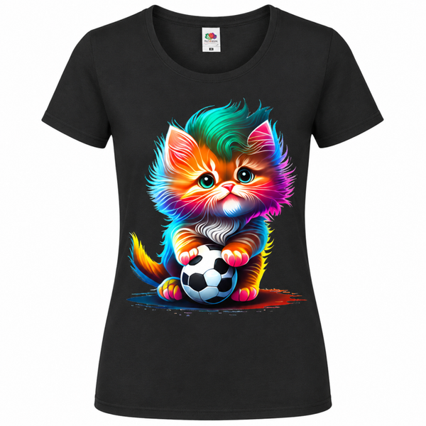 🌈🐱 Niedliches Katzen Shirt – Kawaii Kitty mit Fußball 🎁
