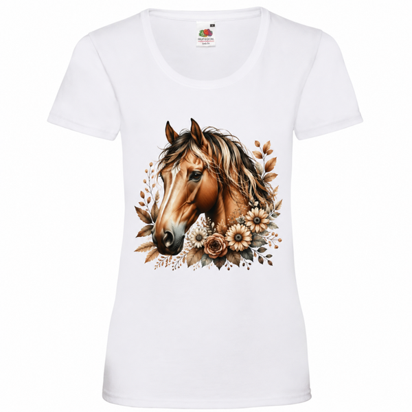 🐴🌼 Pferde T-Shirt Damen – Elegantes Pferd mit Blumenmotiv 🤍