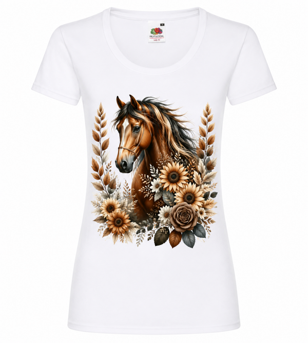 🐴🌻 Damen T-Shirt Pferd mit Sonnenblumen🐴🌻