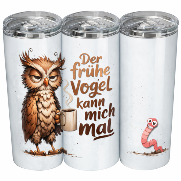 Edelstahl Thermobecher - Eule der frühe Vogel kann mich mal 🦉