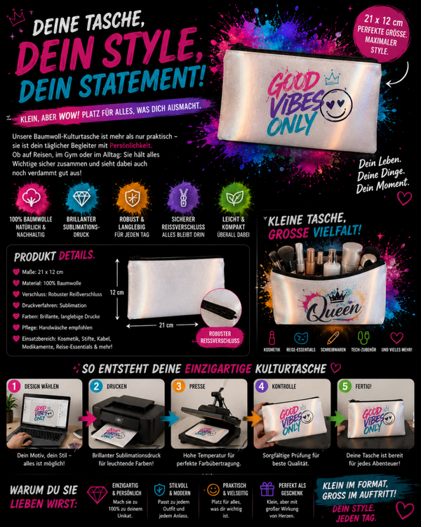 ✨ Personalisierbare Kulturtasche 💖