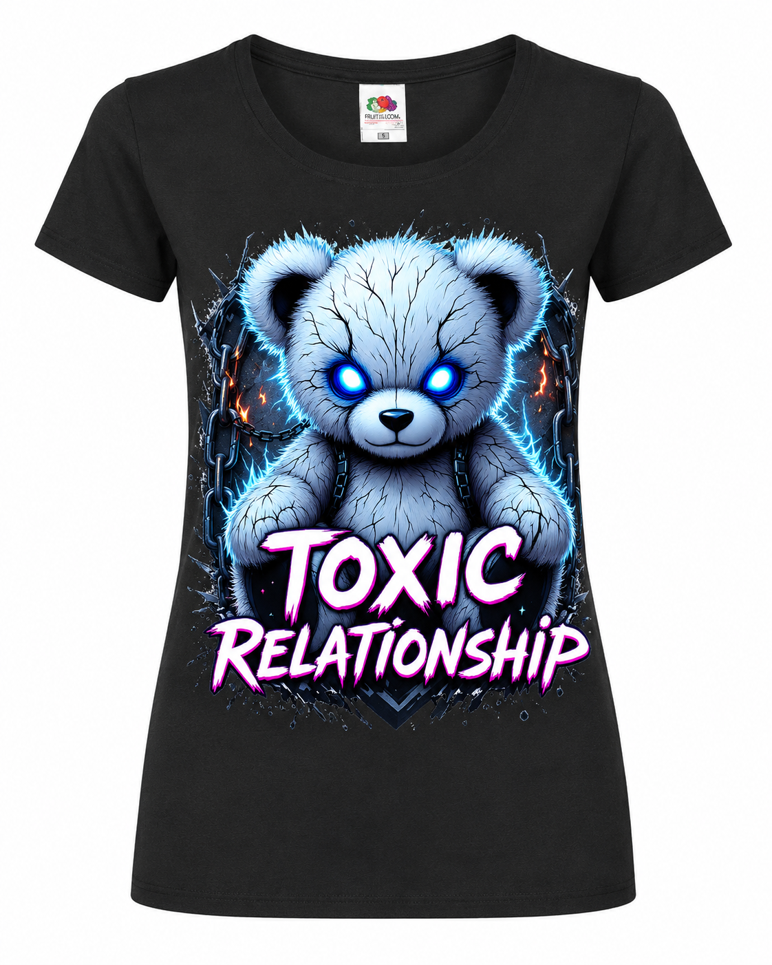 🧸⚡ Toxic Relationship – Damen T-Shirt mit ausdrucksstarkem Teddy-Design 💙🖤