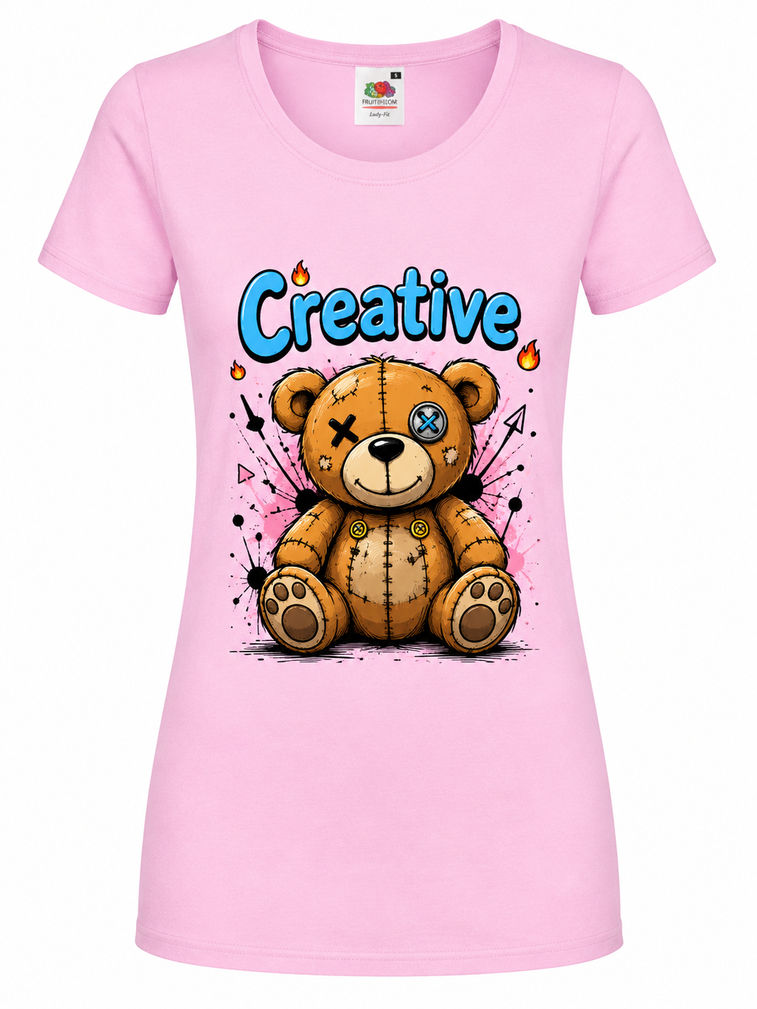 🧸✨ Creative – Damen T-Shirt mit originellem Teddy-Design 🎨💙