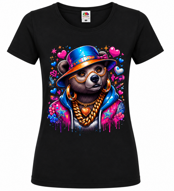 🐻💖 Urban Queen Bear – Damen T-Shirt mit stylischem Street-Art-Design ✨👑