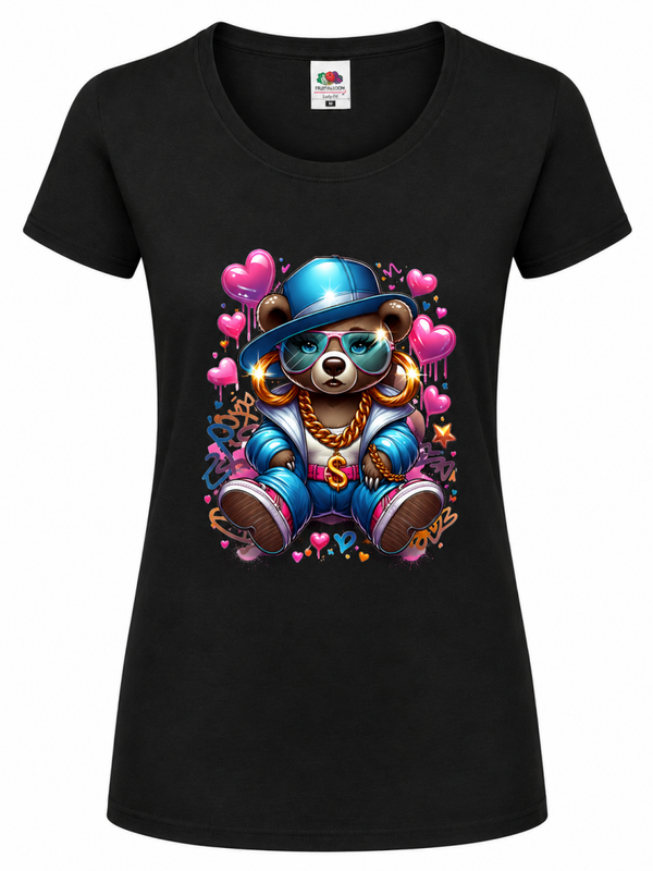 🐻💎 Urban Teddy Girl – Damen T-Shirt mit coolem Streetstyle-Design 💖✨