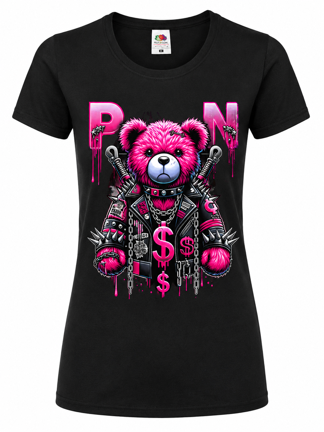🐻💗 Born to Stand Out – Damen T-Shirt mit rebellischem Teddy-Design ⚡🖤