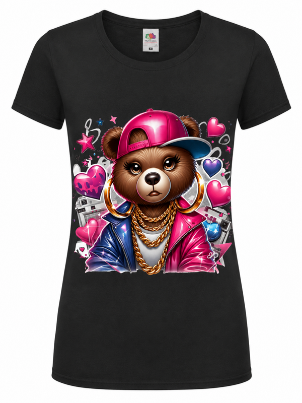 🐻💖 Urban Love Bear – Damen T-Shirt mit stylischem Street-Art-Design ✨🧢