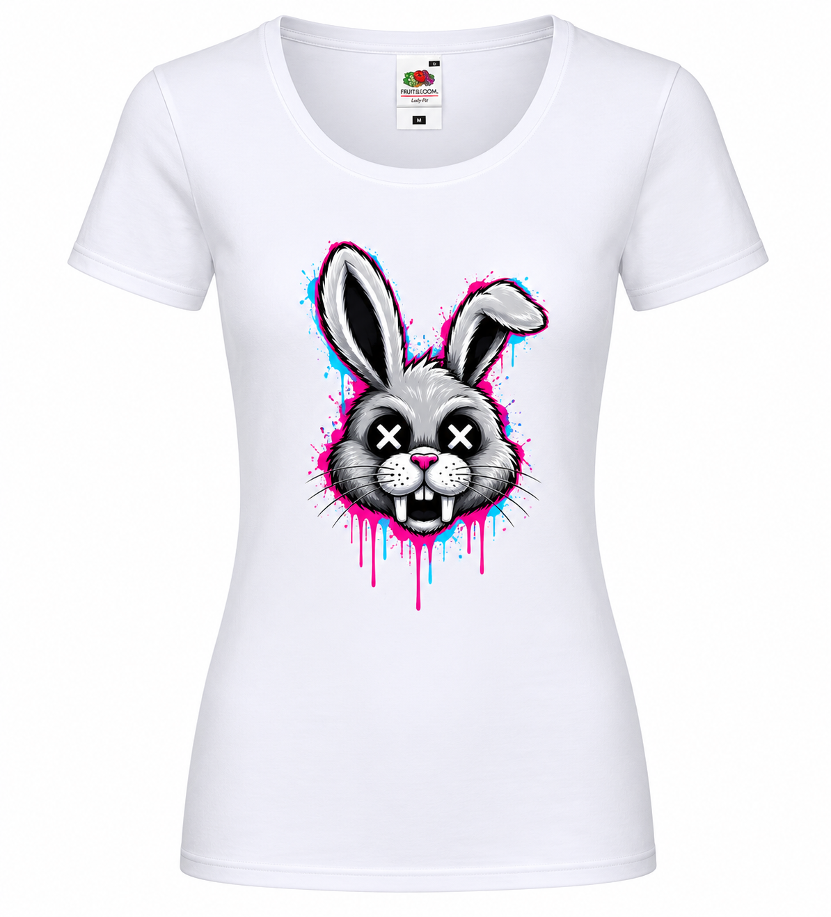 🐰🎨 Rebel Bunny – Damen T-Shirt mit urbanem Graffiti-Design 💖🖤
