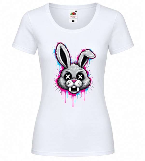 🐰🎨 Rebel Bunny – Damen T-Shirt mit urbanem Graffiti-Design 💖🖤