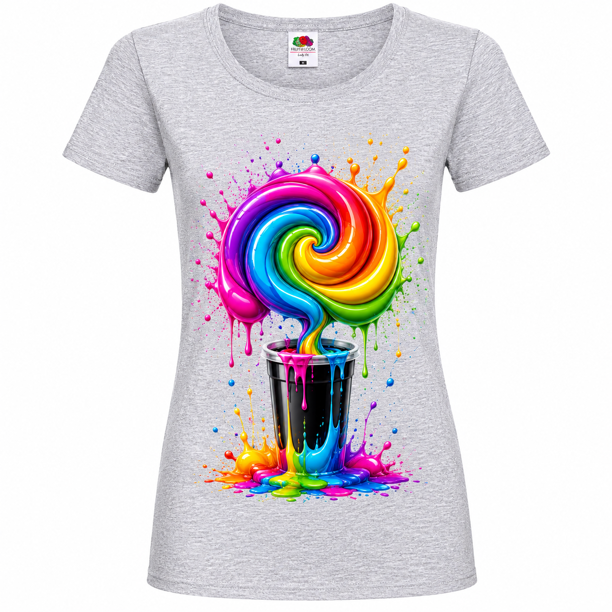 🍭🌈 Color Splash Lollipop – Damen T-Shirt mit farbenfrohem Pop-Art-Design ✨🎨