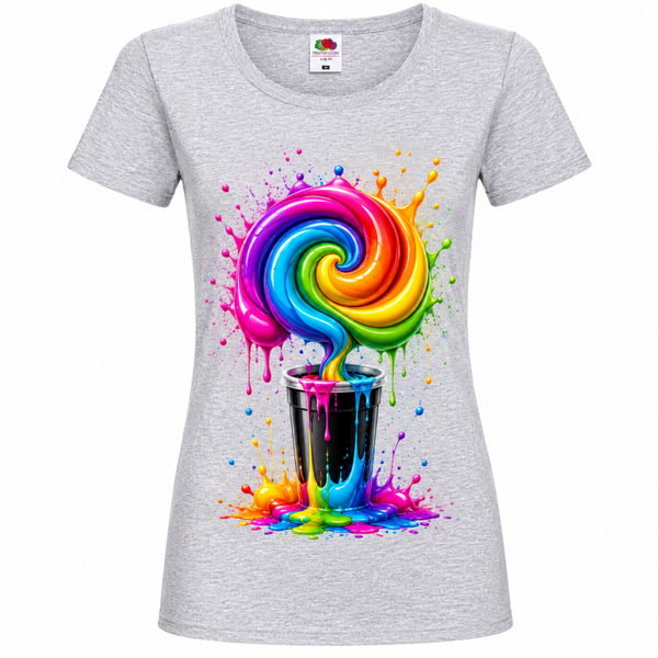 🍭🌈 Color Splash Lollipop – Damen T-Shirt mit farbenfrohem Pop-Art-Design ✨🎨