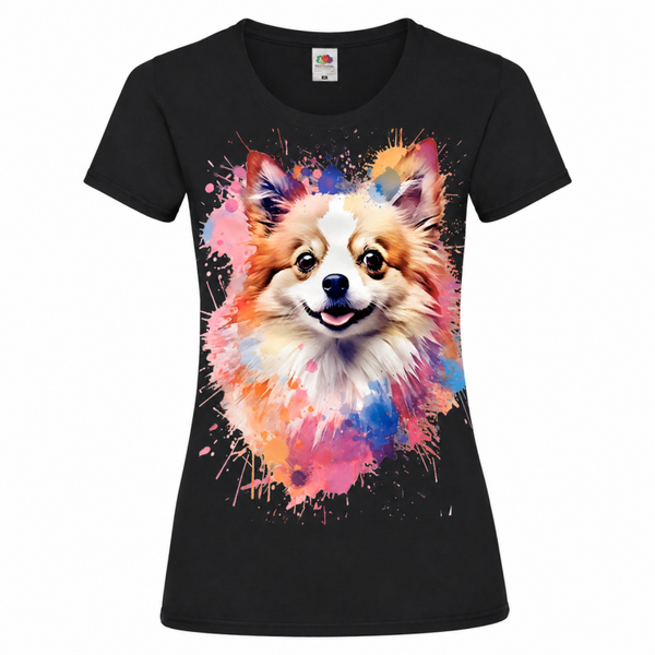 🐶🌈 Zwergspitz T-Shirt | Buntes Aquarell Hundemotiv | Geschenk für Hundeliebhaber 🐾💕