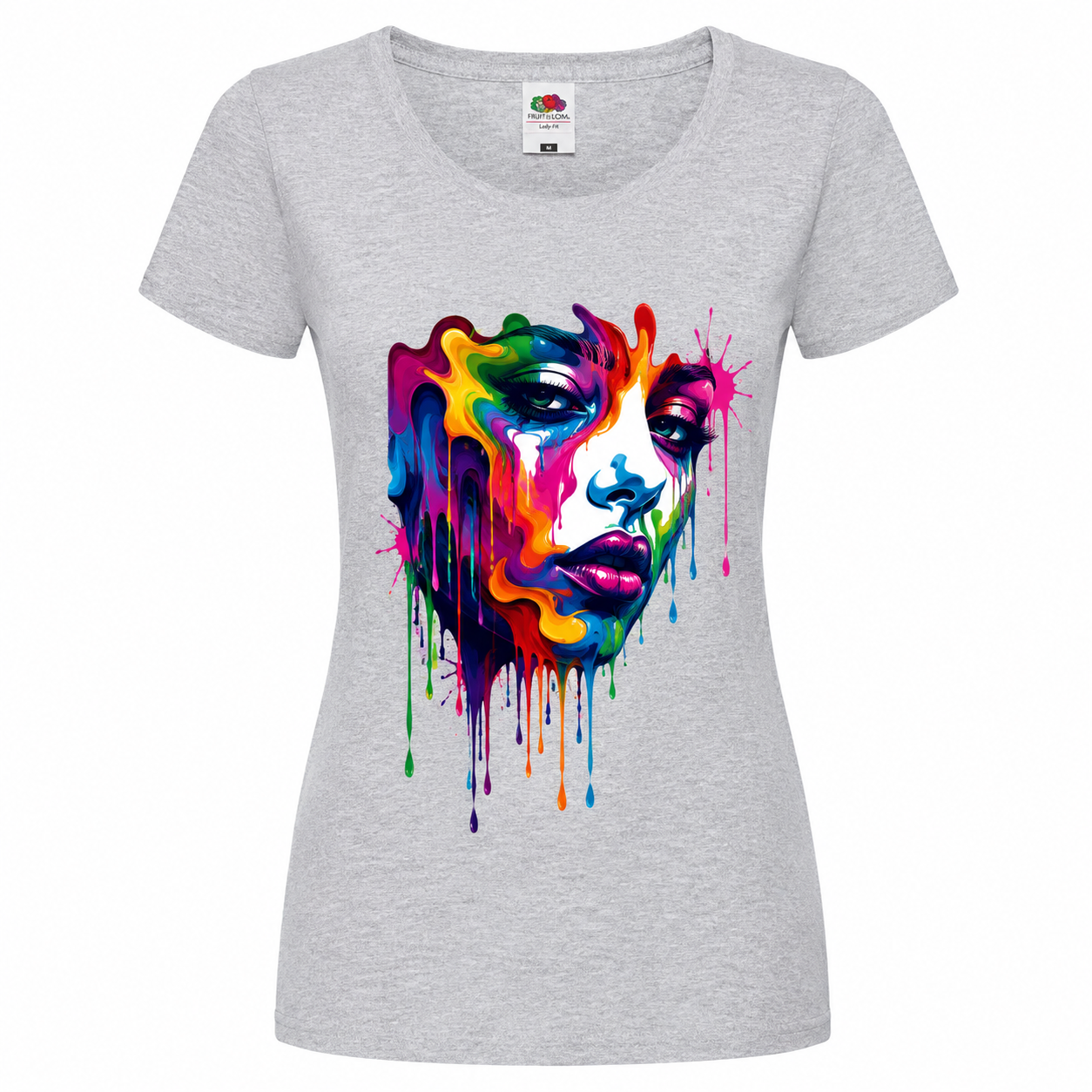 🎨🌈 Color Flow Woman – Damen T-Shirt mit modernem Urban-Art-Motiv ✨🖤