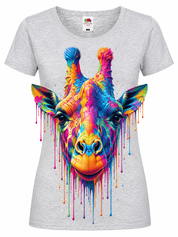 🦒🎨 Color Splash Giraffe – Damen T-Shirt mit farbenfrohem Giraffenmotiv ✨🖤