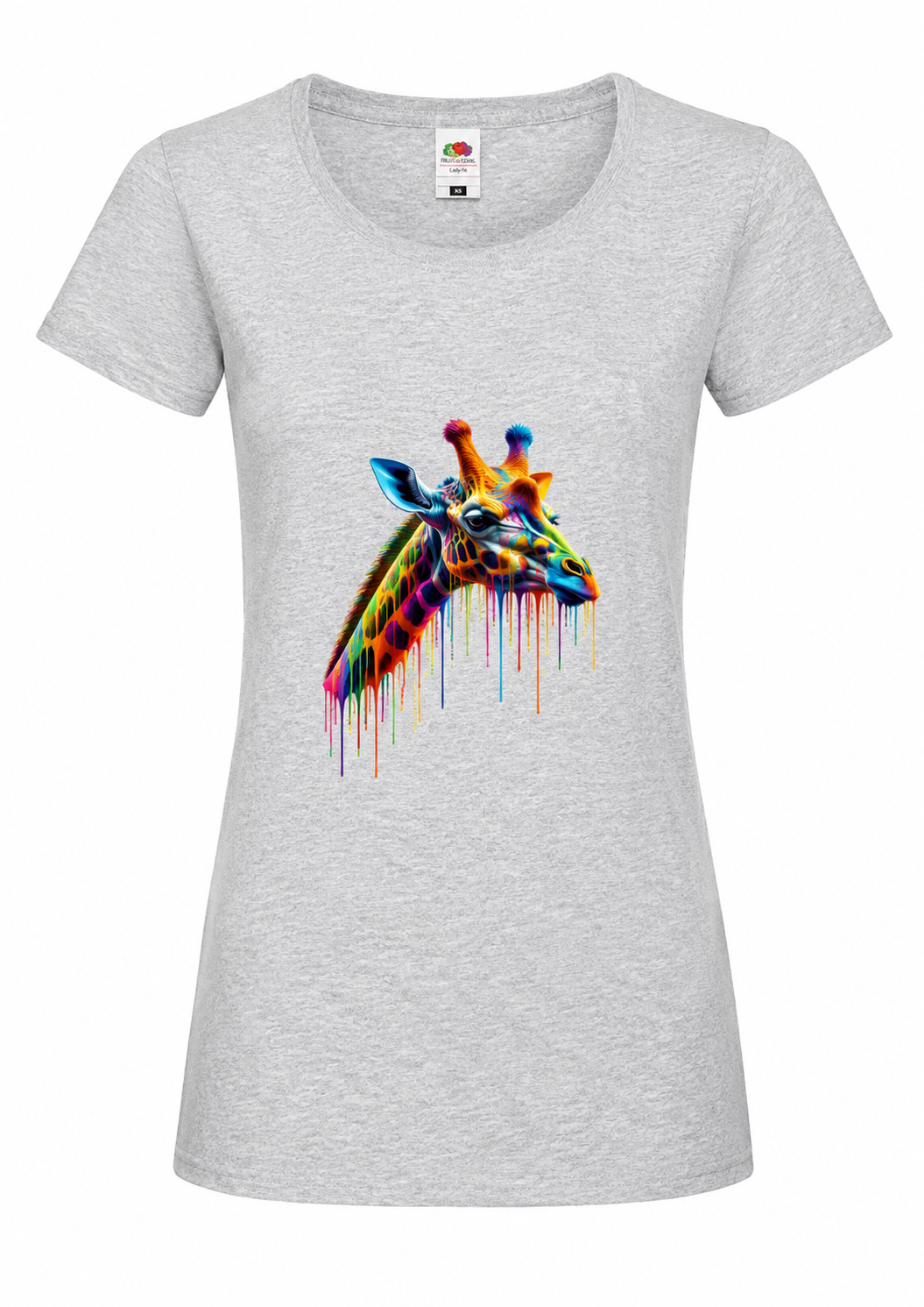 🦒🎨 Neon Giraffe Art – Damen T-Shirt mit farbenfrohem Giraffenmotiv ✨🖤