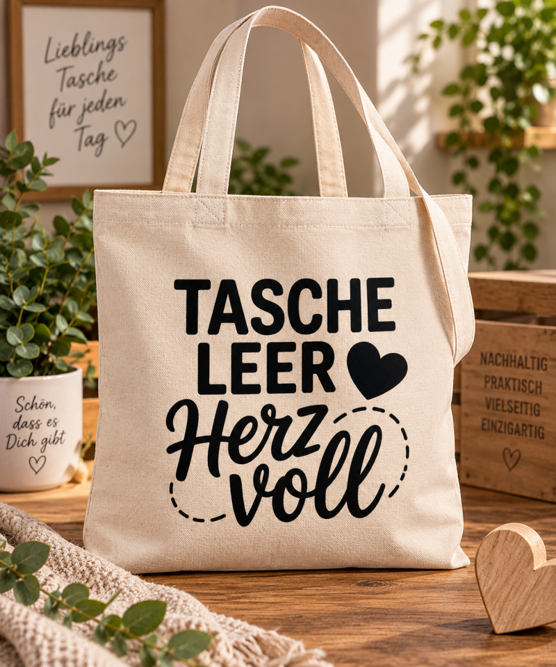 Tasche „Tasche leer – Herz voll“
