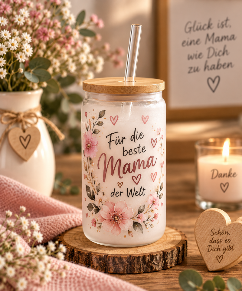 Trinkglas „Für die beste Mama der Welt“