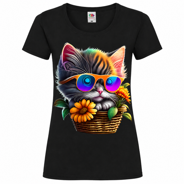 😻🧺 Cute Cat mit Sonnenbrille – Perfektes Katzenfan T-Shirt 🌸💖