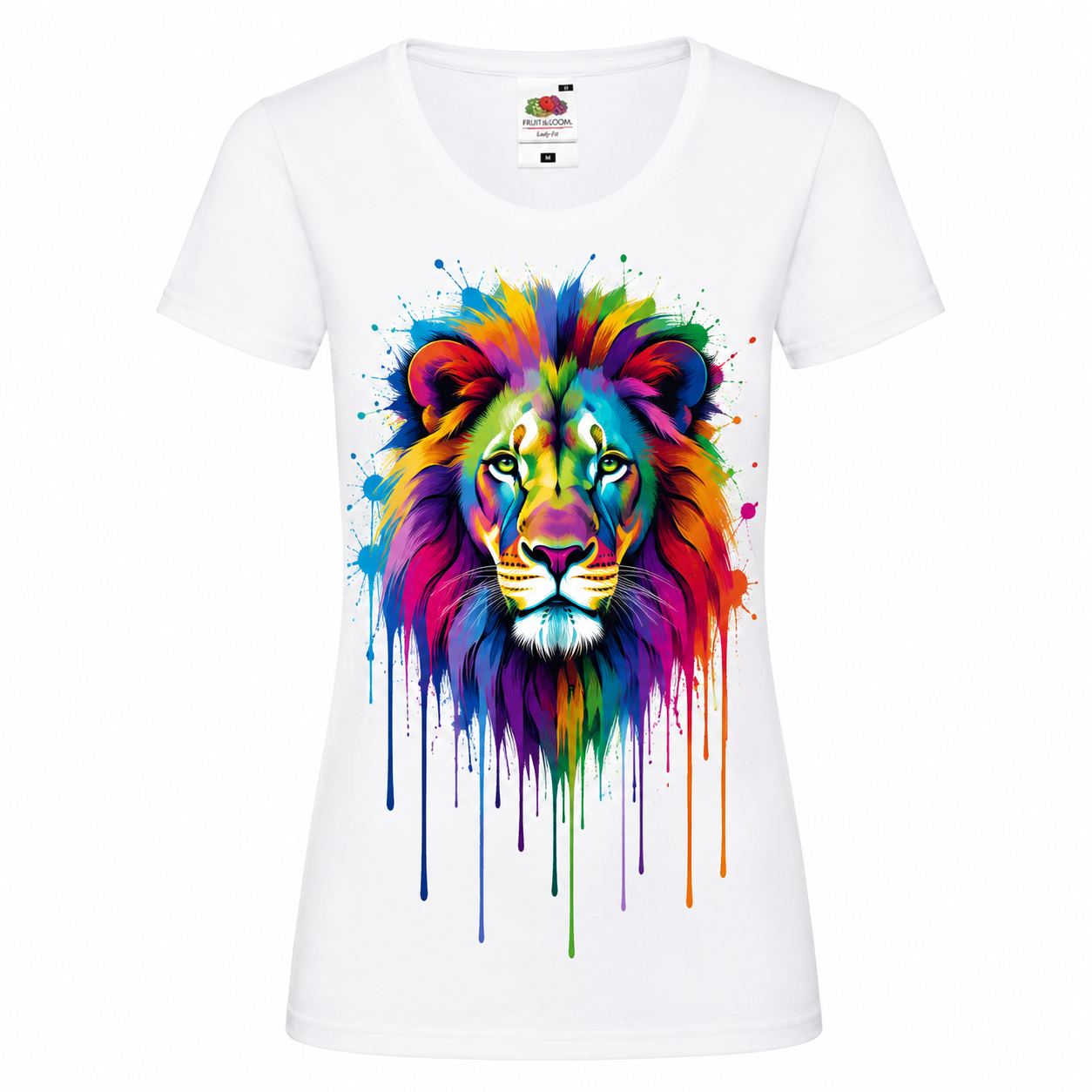 🦁🌈 Rainbow Lion – Damen T-Shirt mit farbenprächtigem Löwenmotiv ✨🖤