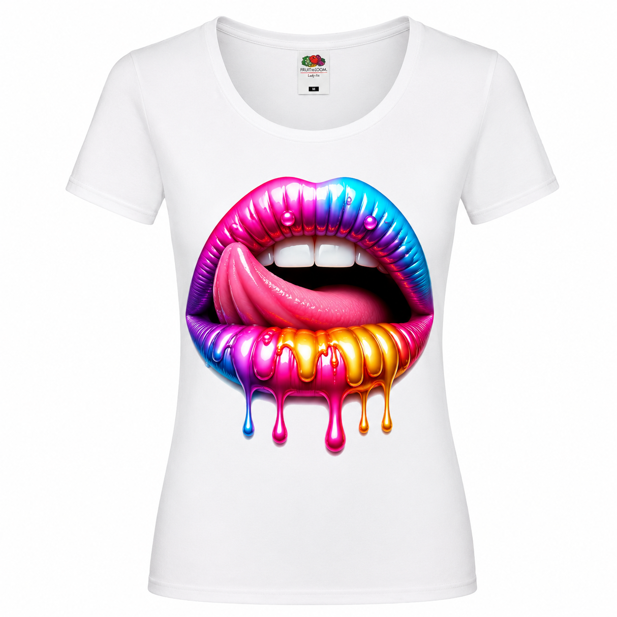 💋✨ Candy Gloss Lips – Damen T-Shirt mit verführerischem Lippenmotiv 🖤🌈