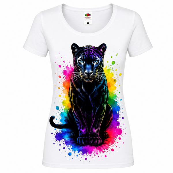 🐆🌈 Rainbow Black Panther – Damen T-Shirt mit kraftvollem Panthermotiv 🖤✨