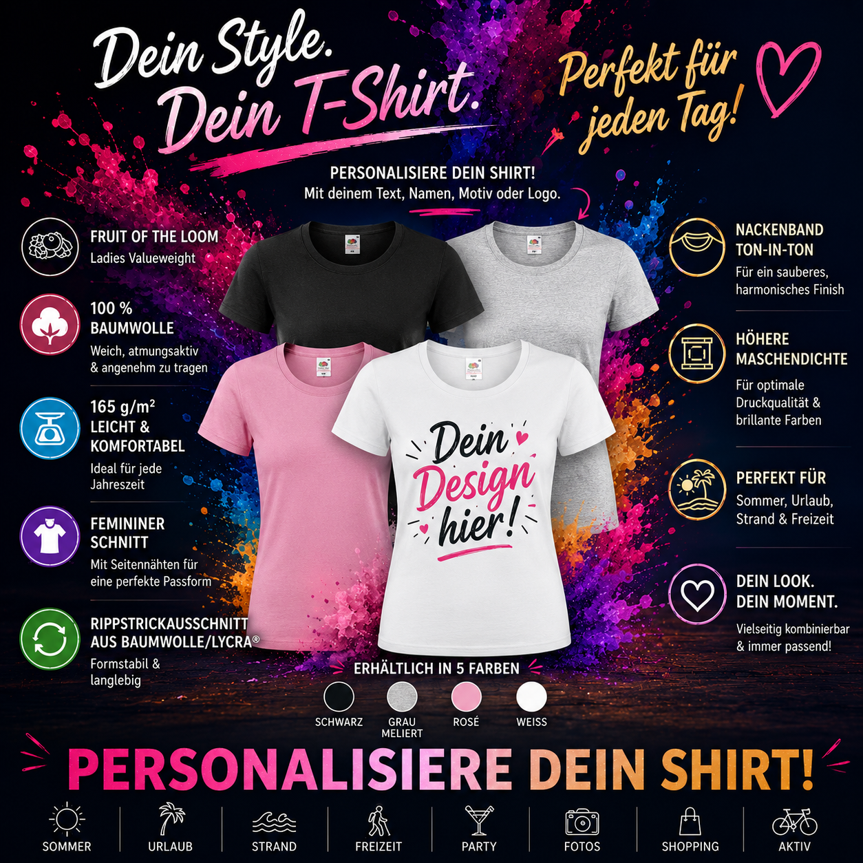 ✨ Fruit of the Loom Ladies Valueweight – Damen T-Shirt mit femininem Schnitt 👕