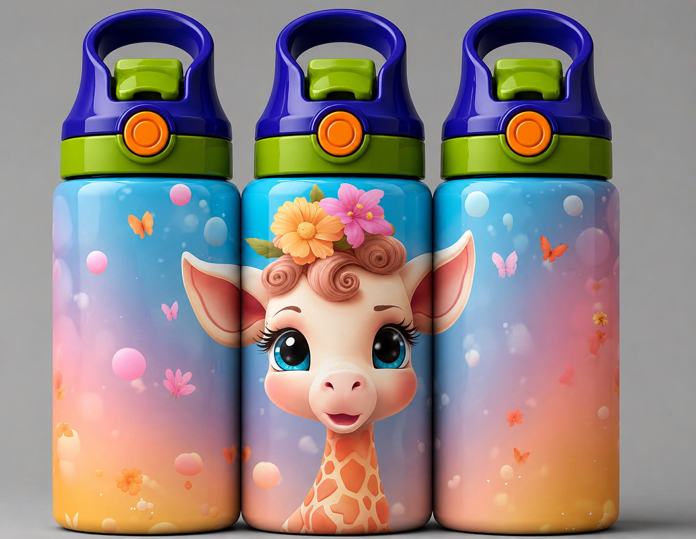 🦁 Kinder Trinkflasche mit Giraffen Motiv🌸