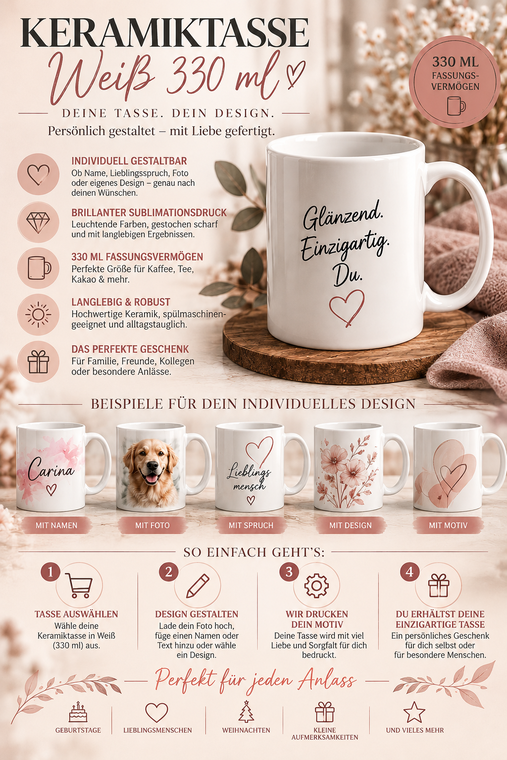 Weiße Keramiktasse