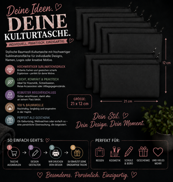 Schwarze Baumwoll-Kulturtasche