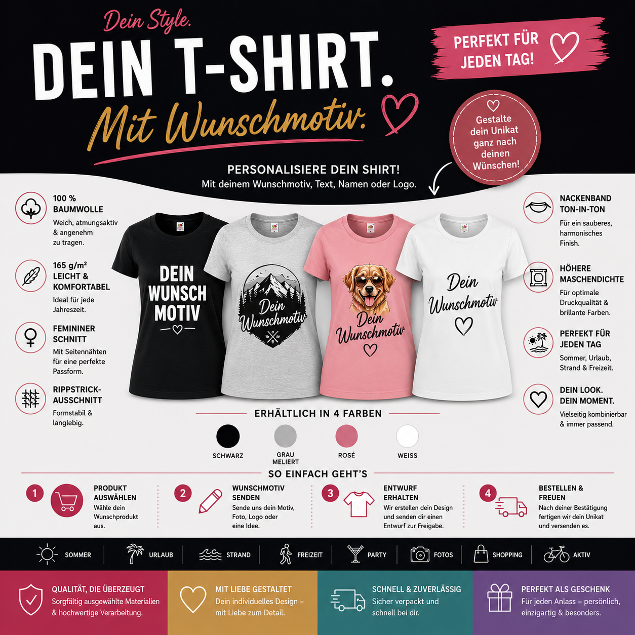 Damen-T-Shirt mit individuellem Wunschmotiv