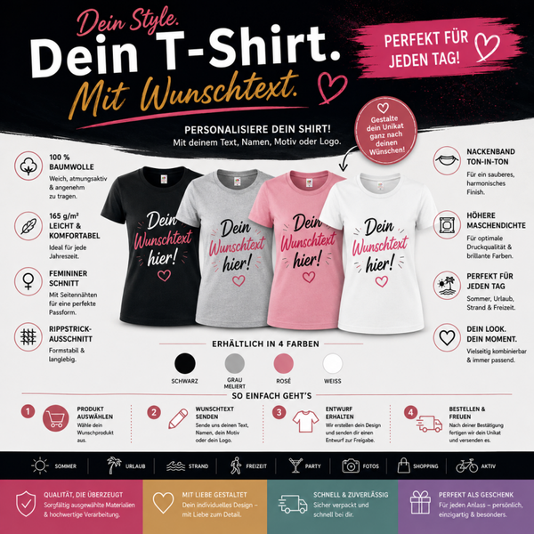 Damen-T-Shirt mit persönlichem Schriftzug