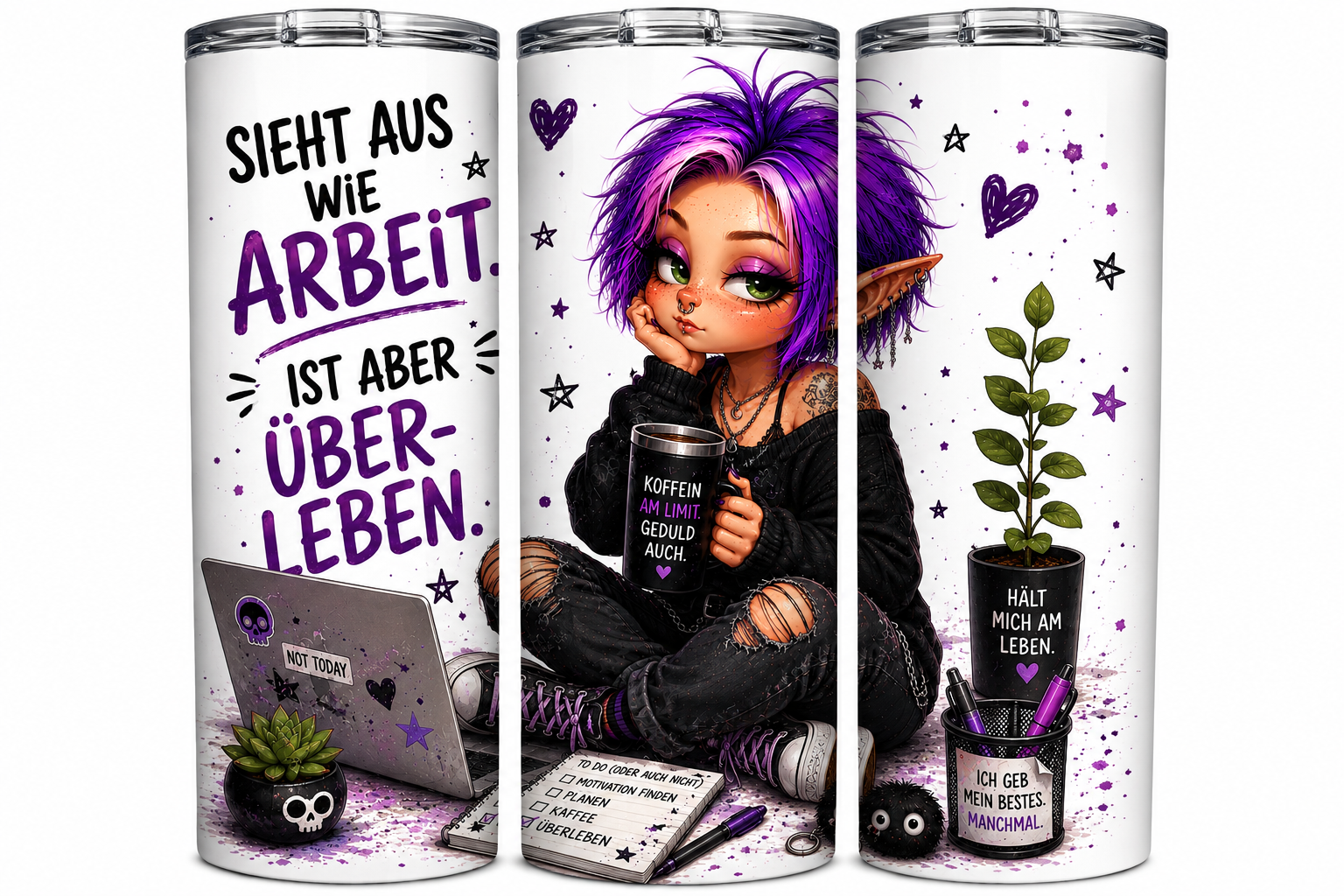 💜 Ich arbeite hart, damit mein Thermobecher stolz auf mich ist ☕✨