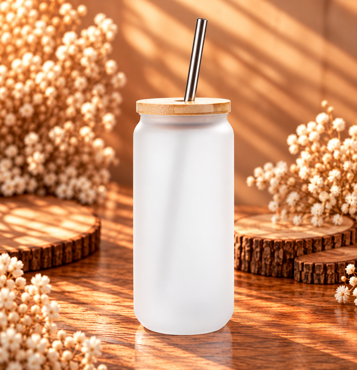Trinkglas mit Bambusdeckel