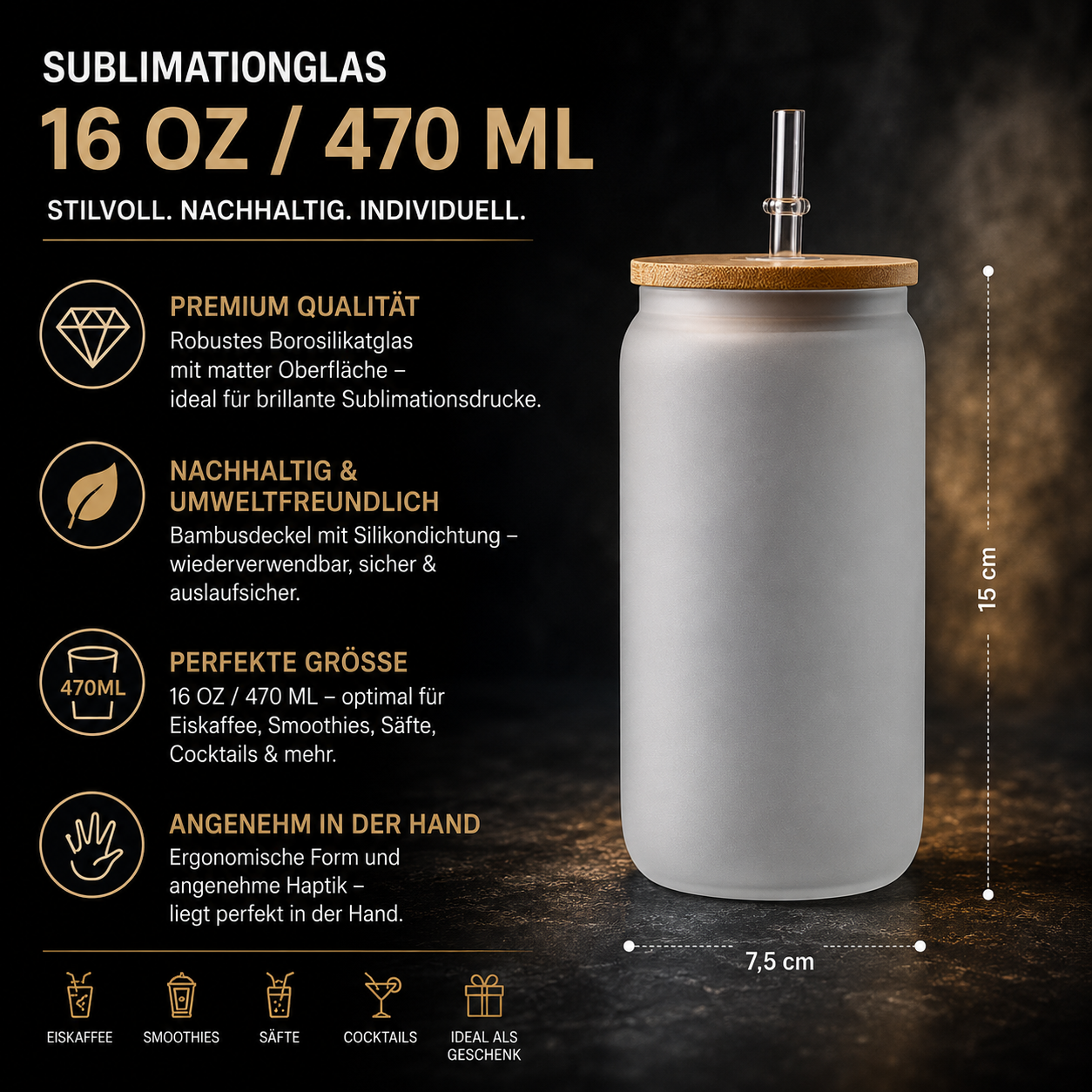 Personalisierbares Sublimationsglas