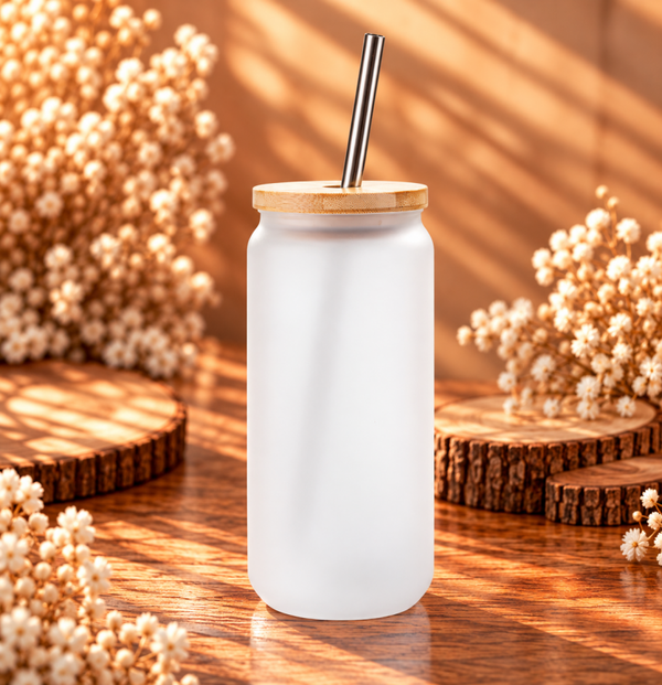 Trinkglas mit Bambusdeckel