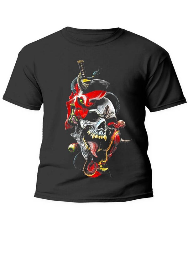 Tee shirt guerrier japonais squelette  100% coton