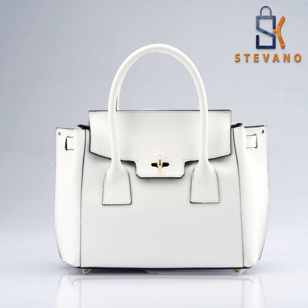 Dames leer tas - wit, schoudertas (M2002).