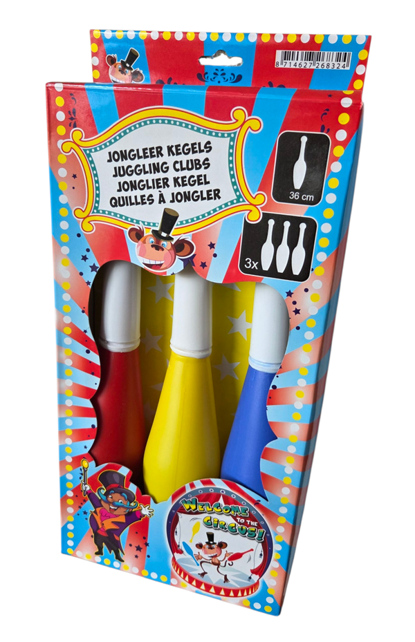 Jongleer Kegelset – 3 Stuks in 3 Kleuren 35cm.