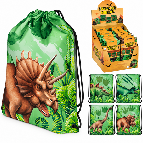 Dino Tasjes – Serie van 4 Verschillende Prints – 34 x 43 cm