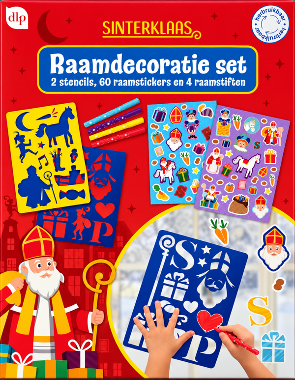 Sinterklaas Raamdecoratieset – Stencils, Stickers & Raamstiften