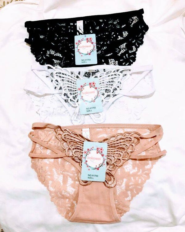 Sous vêtements imprimé  papillon  3 pièces