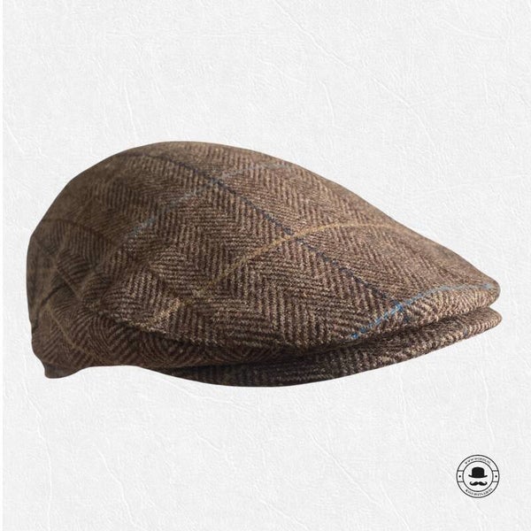 Platte Country cap bruin geruit Engelse stijl