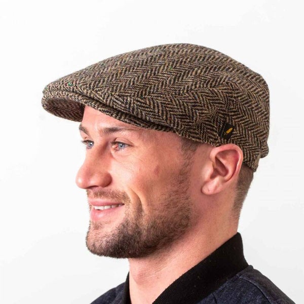 Hatman of Ireland The Dubliner 100% Donegal Tweed beige / bruin  Visgraat