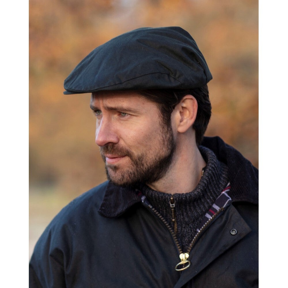 Belton Wax flat cap Navy, Walker and Hawkes